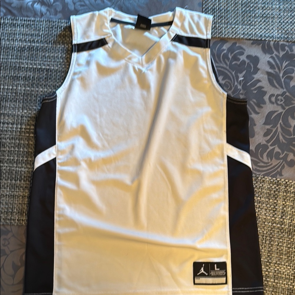 Jordan White and Black Basketball Jersey